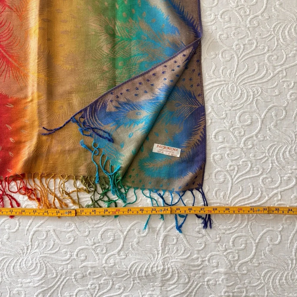 100% Cashmere Multicolor Pashmina Scarf - Picture 5 of 6
